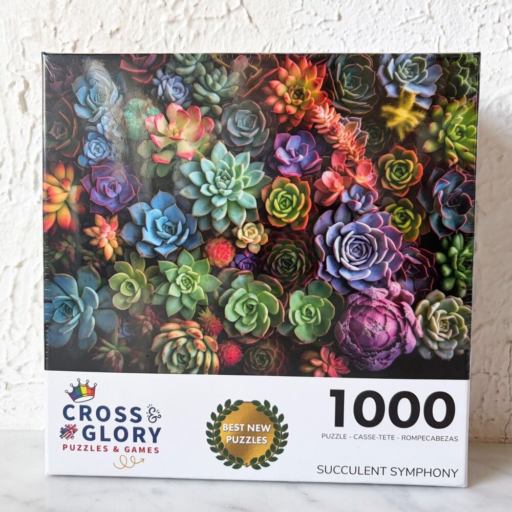 Succulent Symphony Cross & Glory Puzzle 1000 Pieces New Sealed 20" x 27"